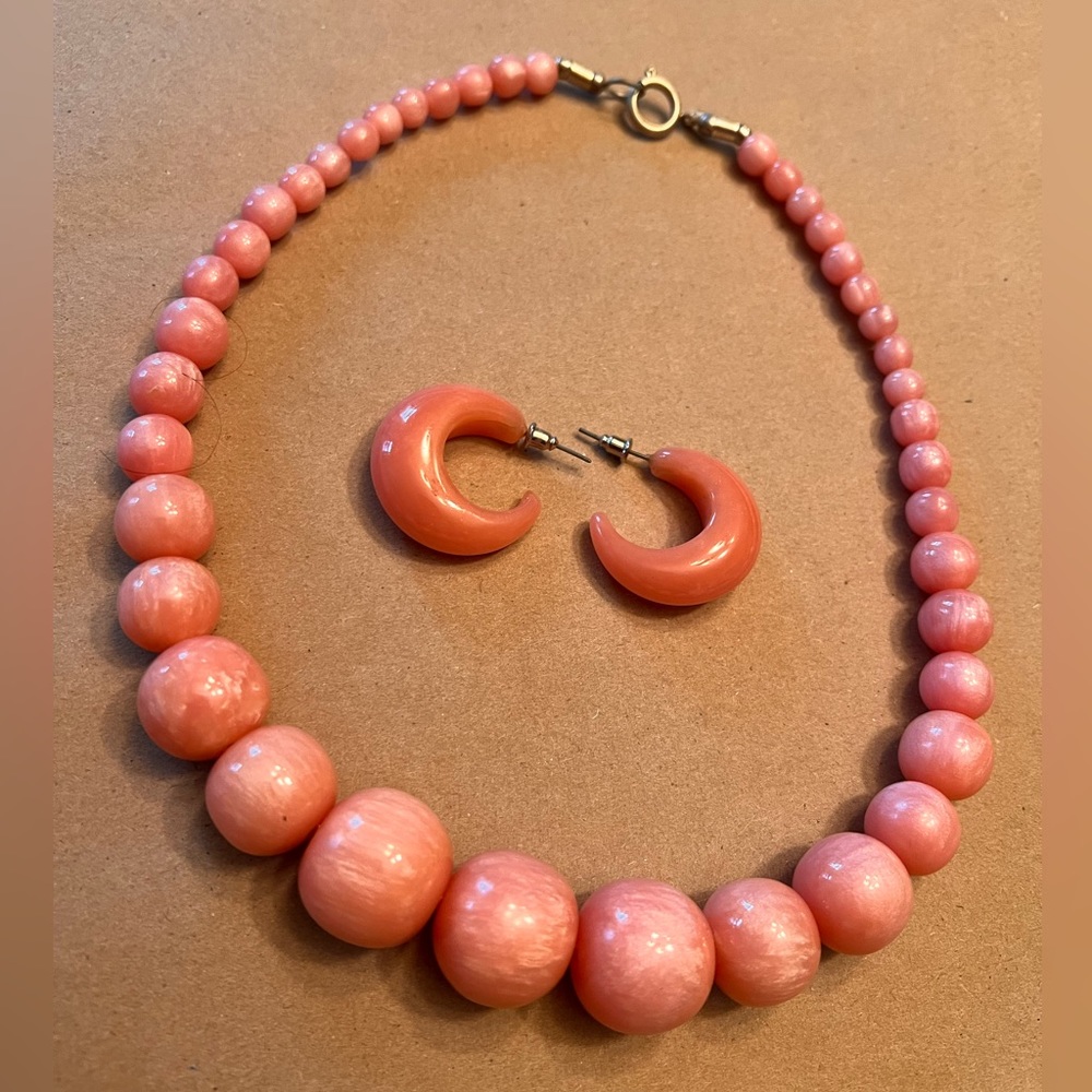 Splendette fakelite necklace and earrings set pastel Pink